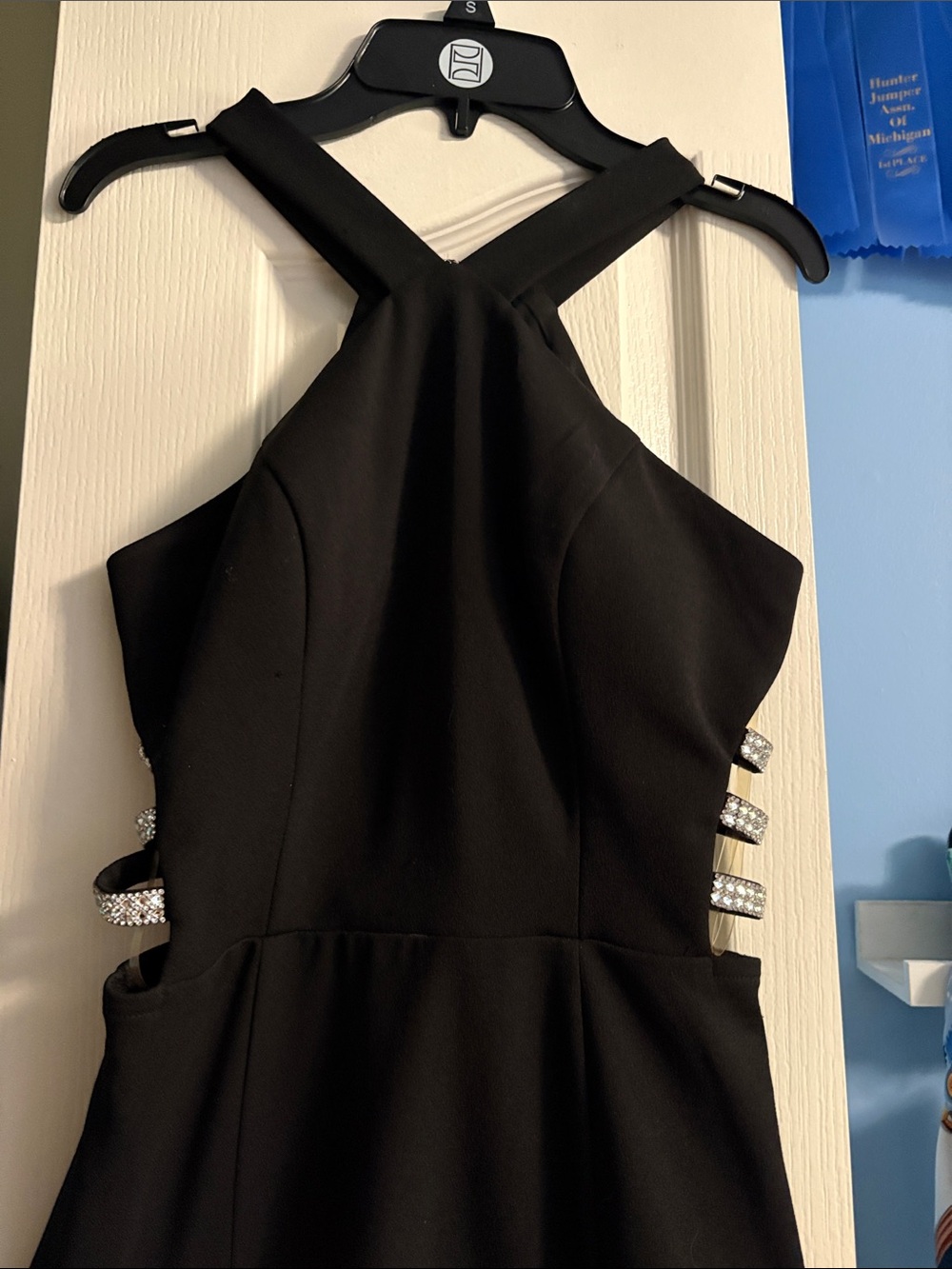 Speechless Black Halter Dress with Rhinestone Cutouts - Picture 1 of 3